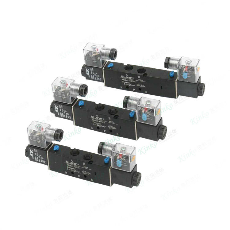 Three position five way dual electronic control solenoid valve